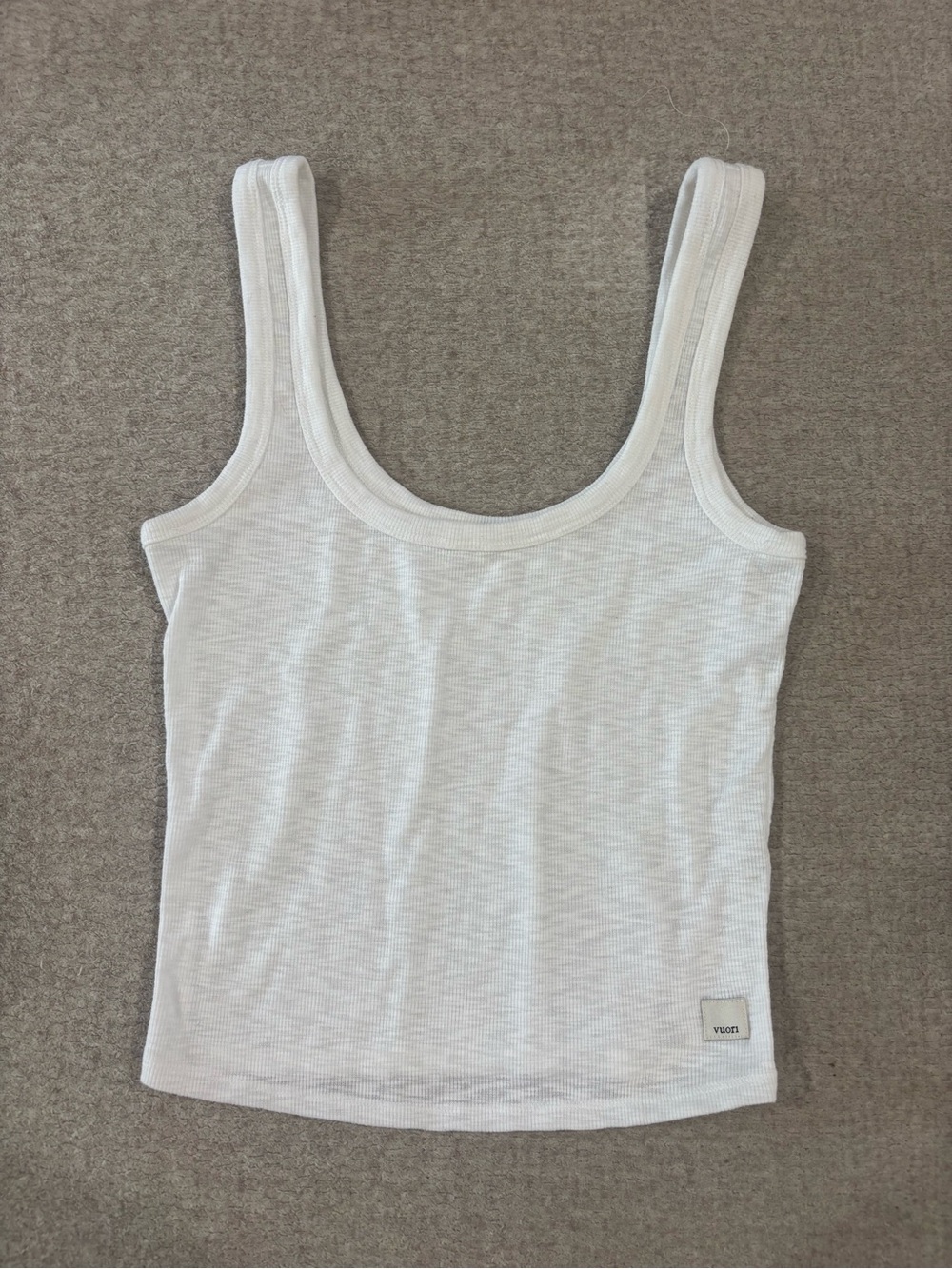 Vuori White Ribbed Tank Top